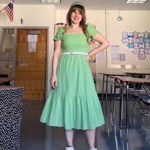 Draper James RSVP eyelet green dress, size small